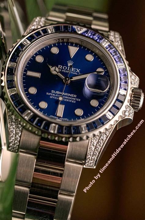 rolex submariner blue diamond dial|rolex submariner sapphire and diamond.